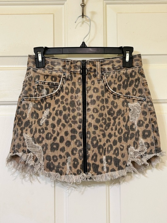 Carmar Leopard Print Mini Skirt with Front Zip - Brown and Black - Picture 2 of 16